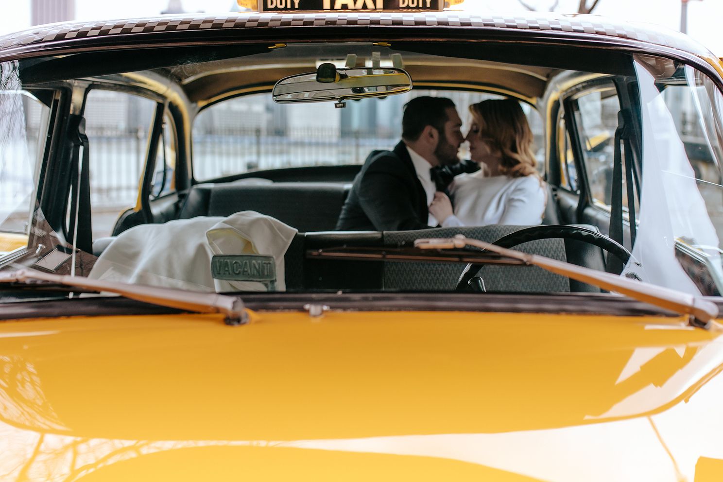 Brooklynn NY elopement vintage taxi photo