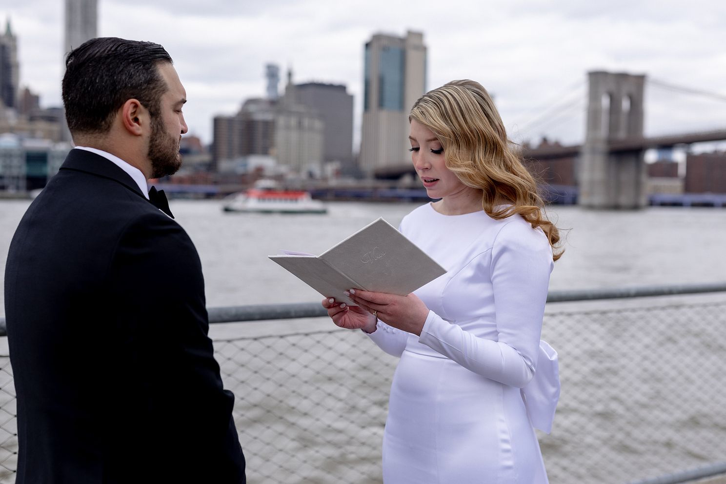 Brooklyn NY elopement Manhattan skyline view wedding
