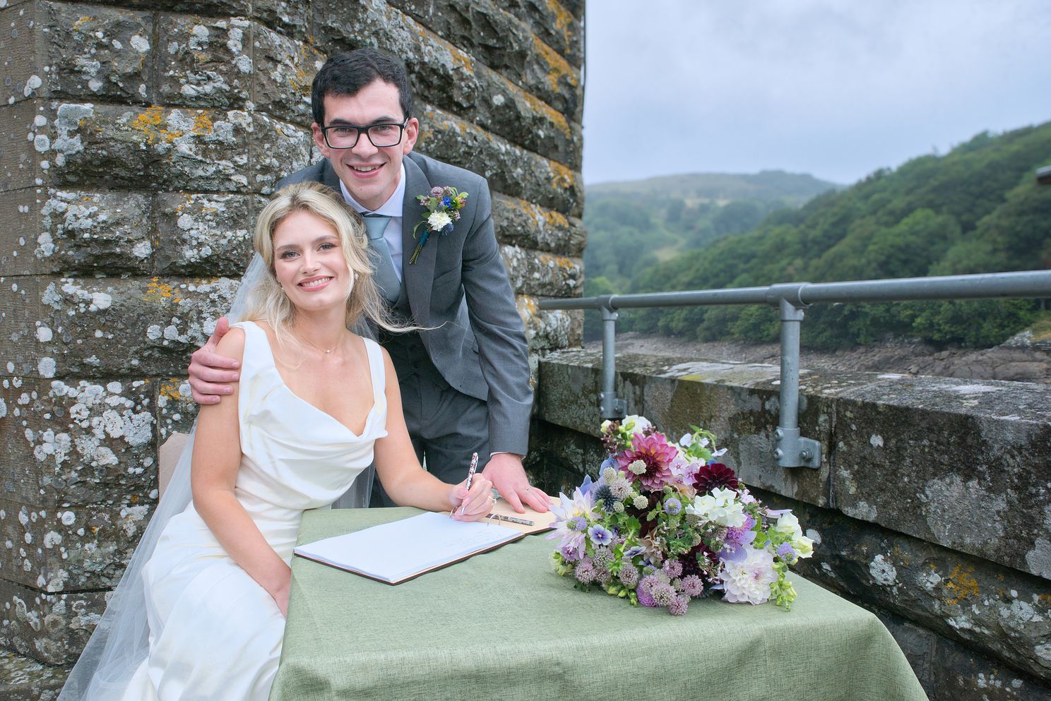 Bride and Groom at Pen-Y-Garreg-Dam, Elan-Valley Ann-Seymour-Photography