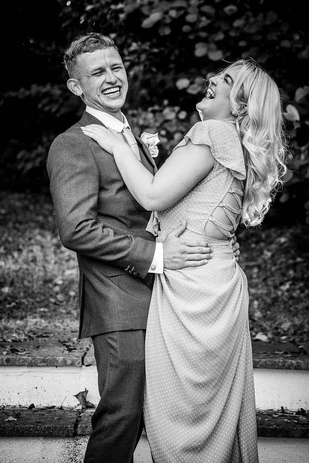 black and white wedding guests