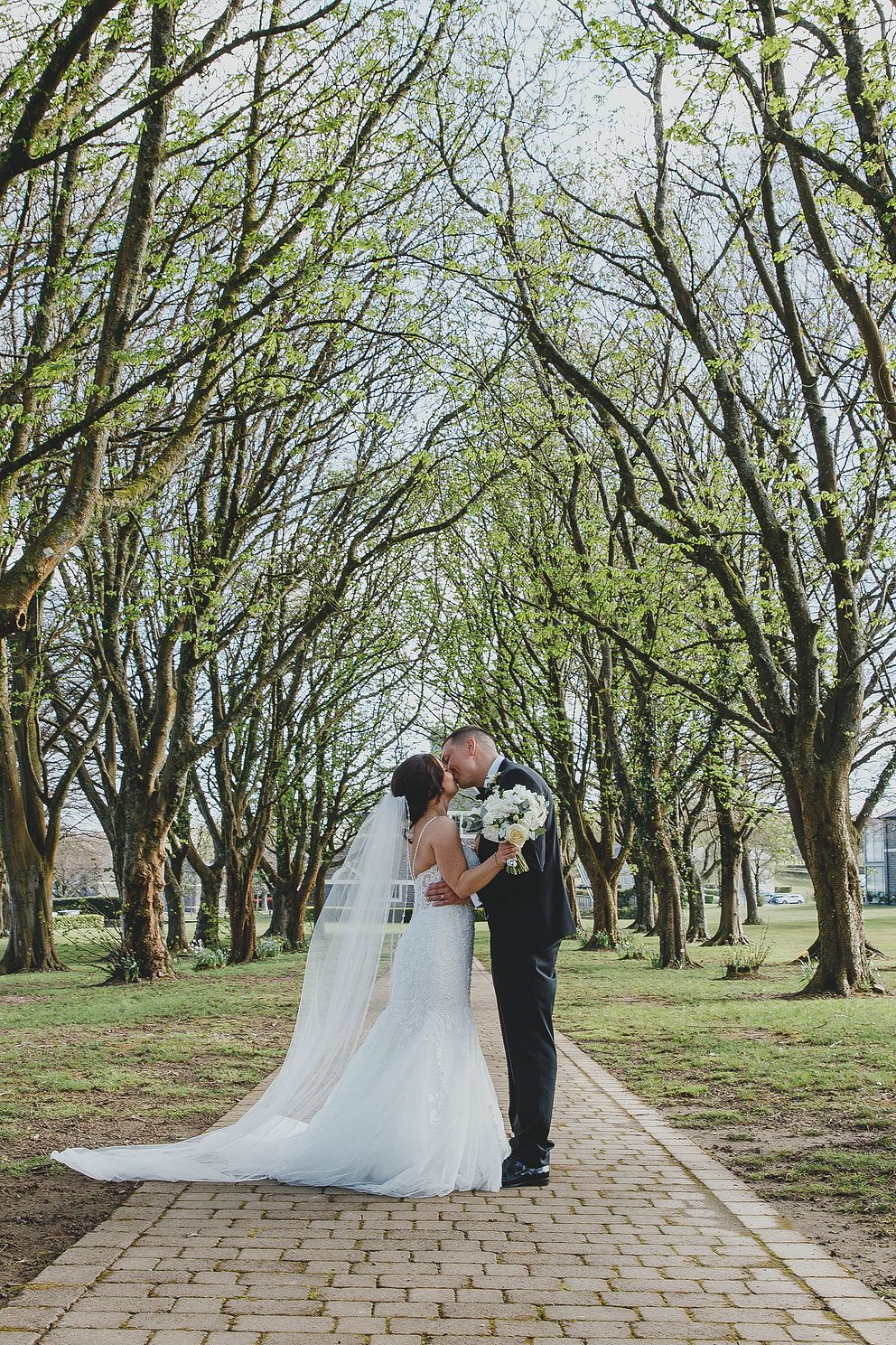 Wedding couple at Hensol Castle in the trees
