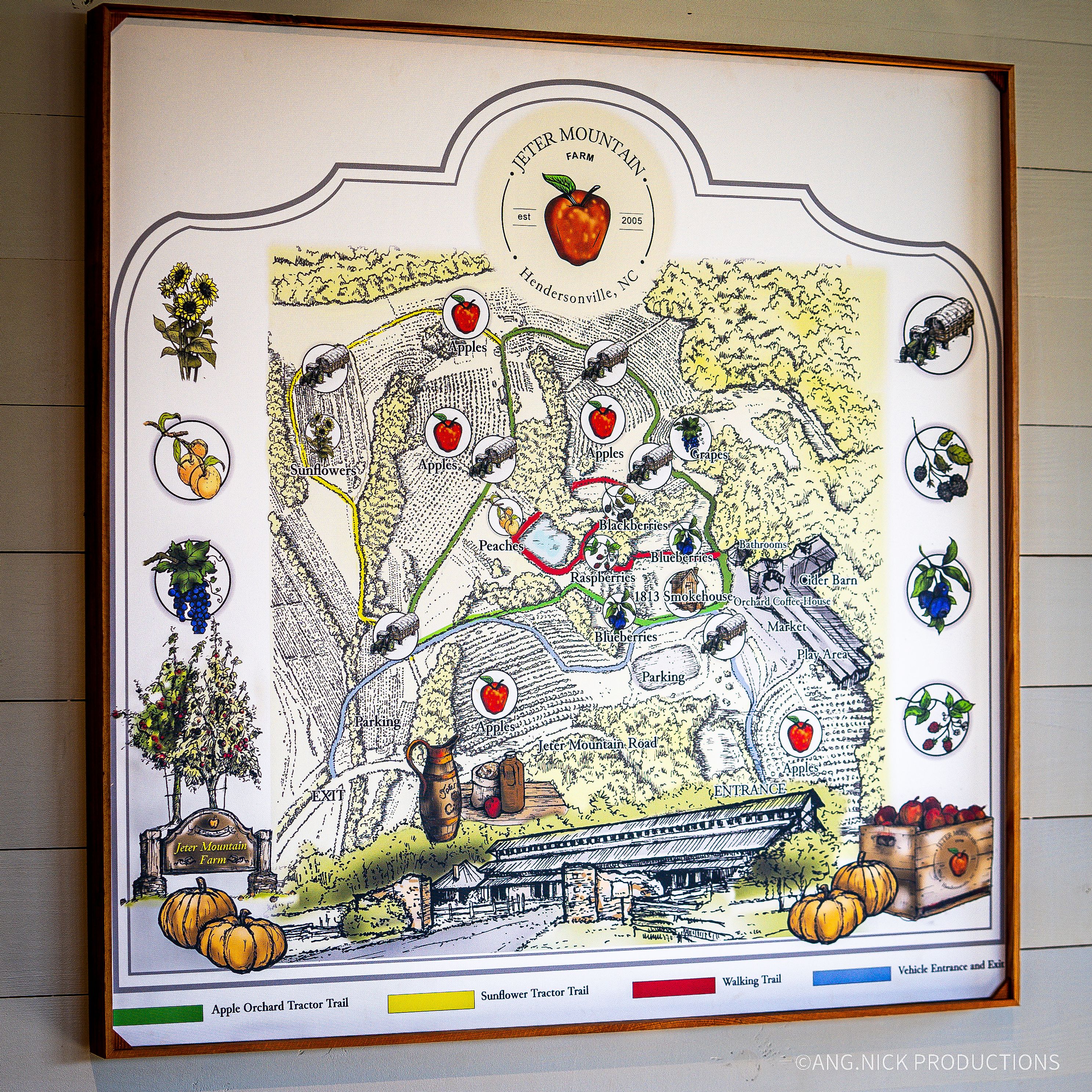 Map of Jeter Mountain Farms outlining different areas and attractions