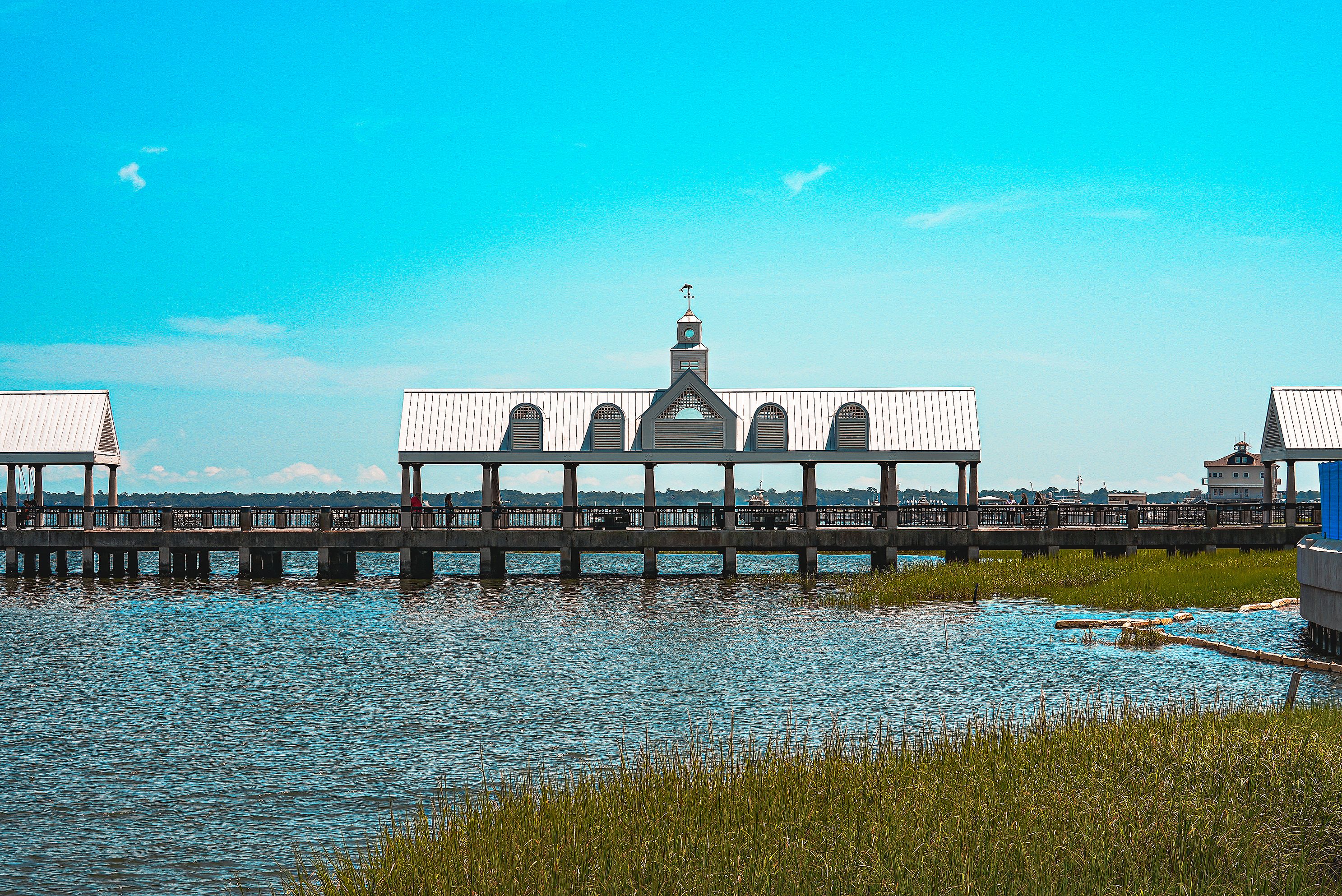 Shot of the water and a pier in South Carolina