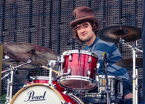 Concert photo featuring drummer Hugh Mallard in The GOASTT at Nelsonville Music Festival 2011