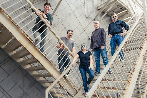 Music photo featuring band on fire escapes by Akron photographer Mara Robinson