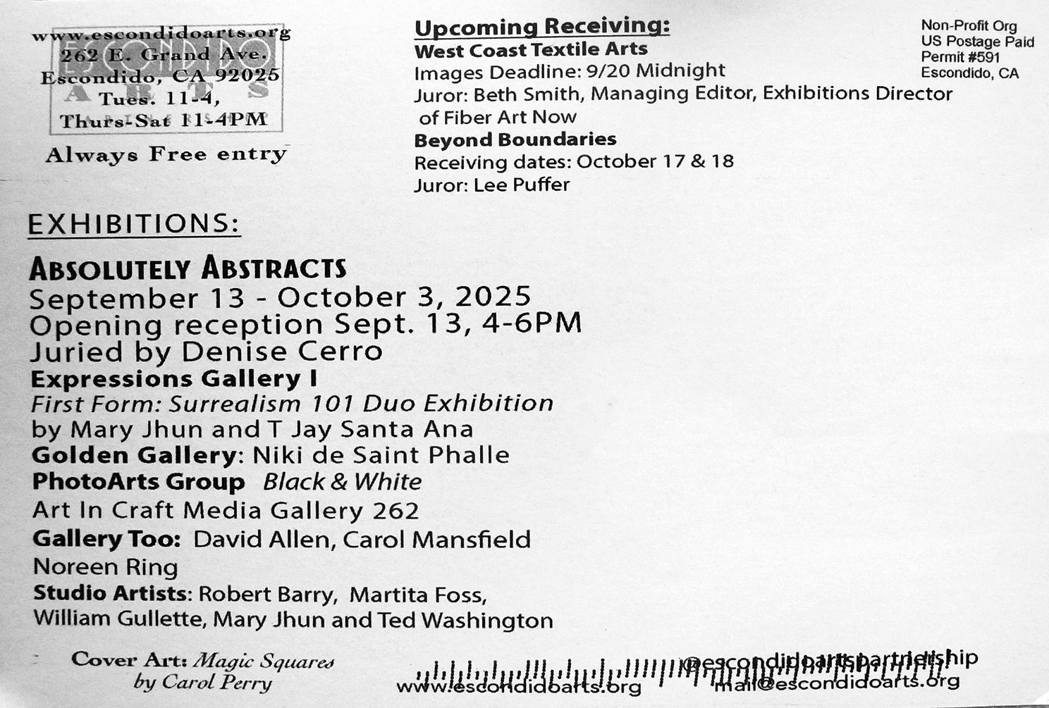Absolutely Abstracts 2025 - Showcard Back
