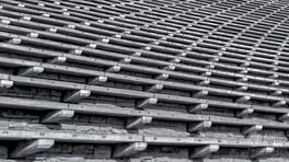 Seats at Red Rocks in Colorado in monochrome