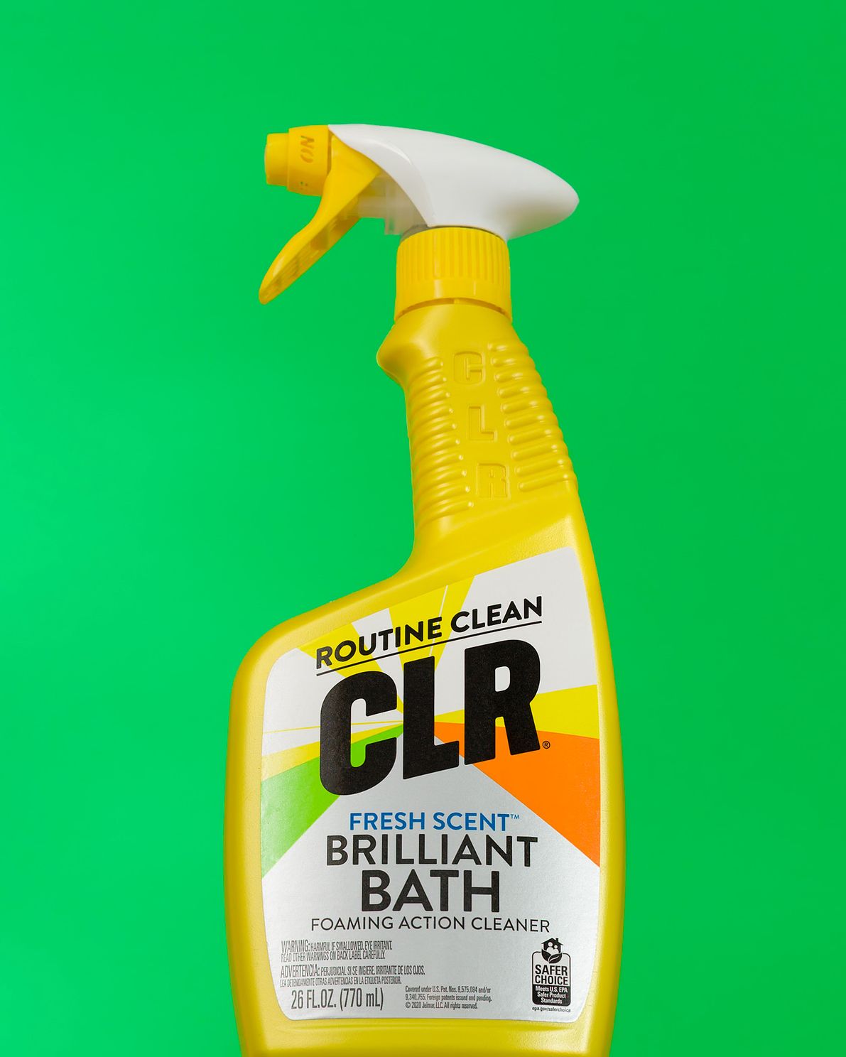 Yellow CRL brilliant bath on green background