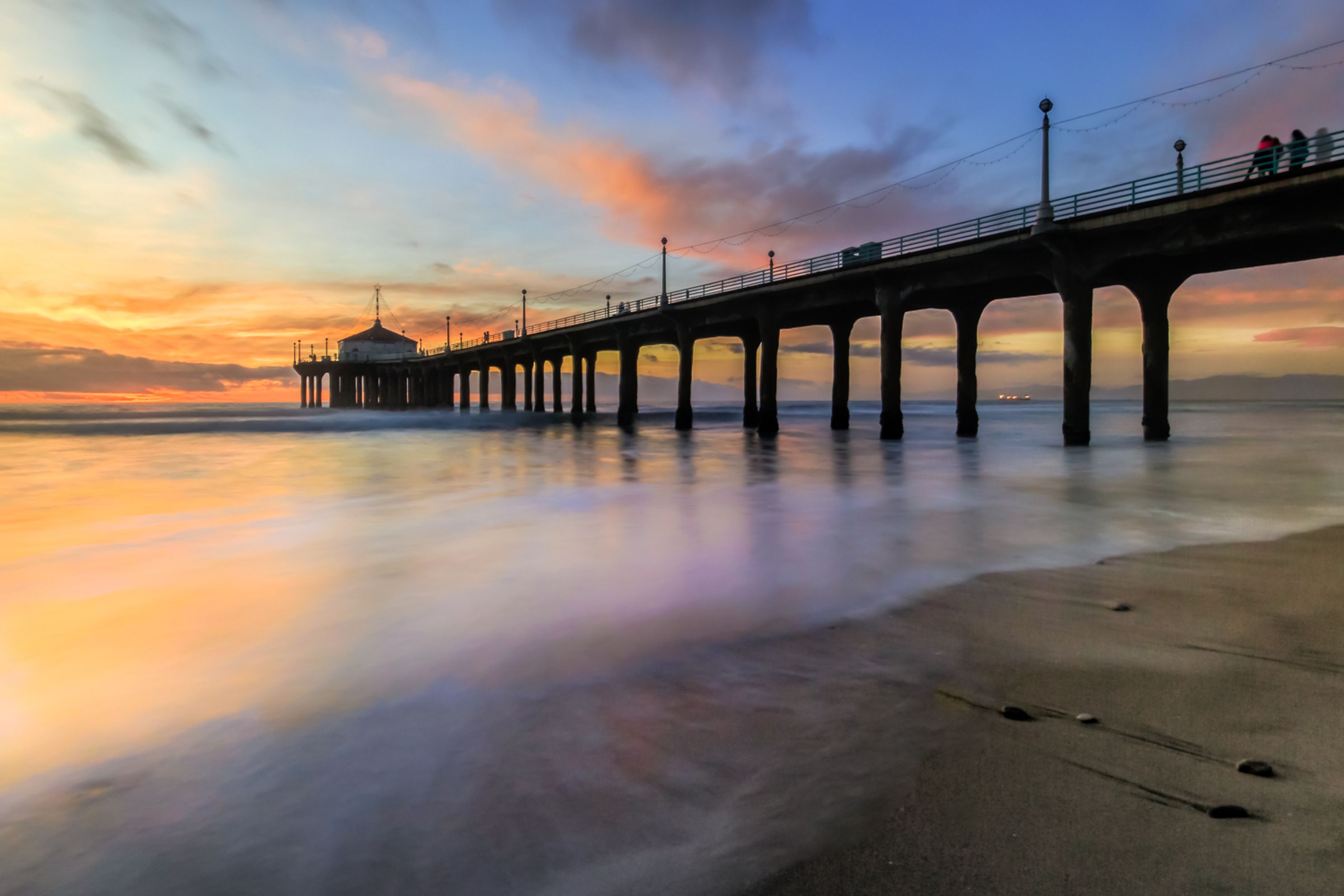 Sunset, Manhattan Beach Pier, LA, CA,  landscape art photo, Tim Truby, South Bay,