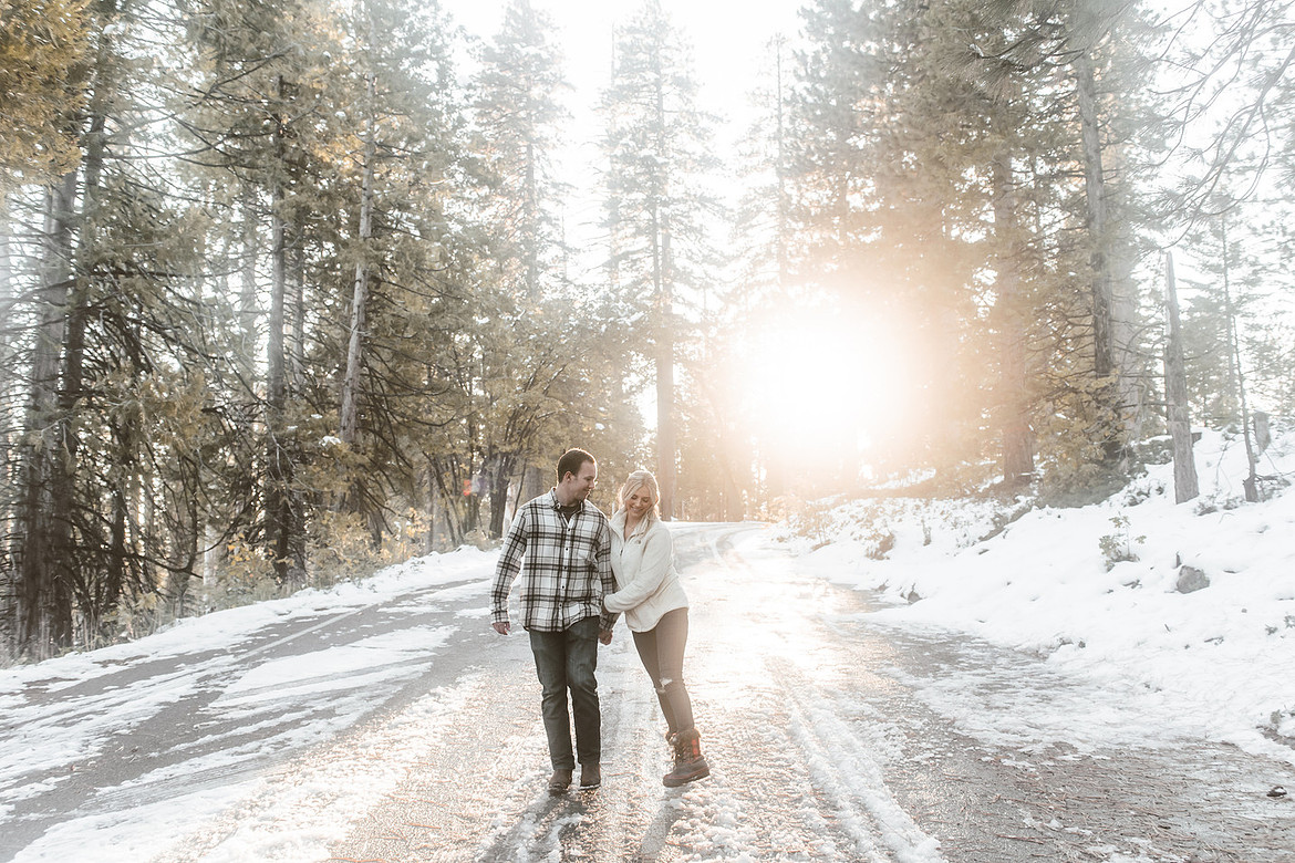 Couple in the snow, Arnold, ca.  ShootAnyAngle.com