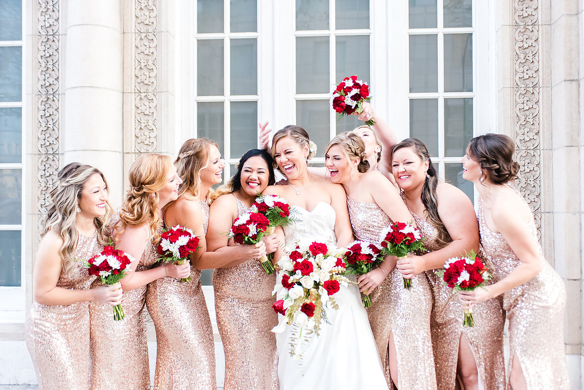 Bride and bridesmaids at the Weston San Jose, shot by Bay Area wedding photographer ShootAnyAngle.co