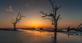 Incredible colors of the sunrise coupled with the desolate serenity on Boneyard Beach