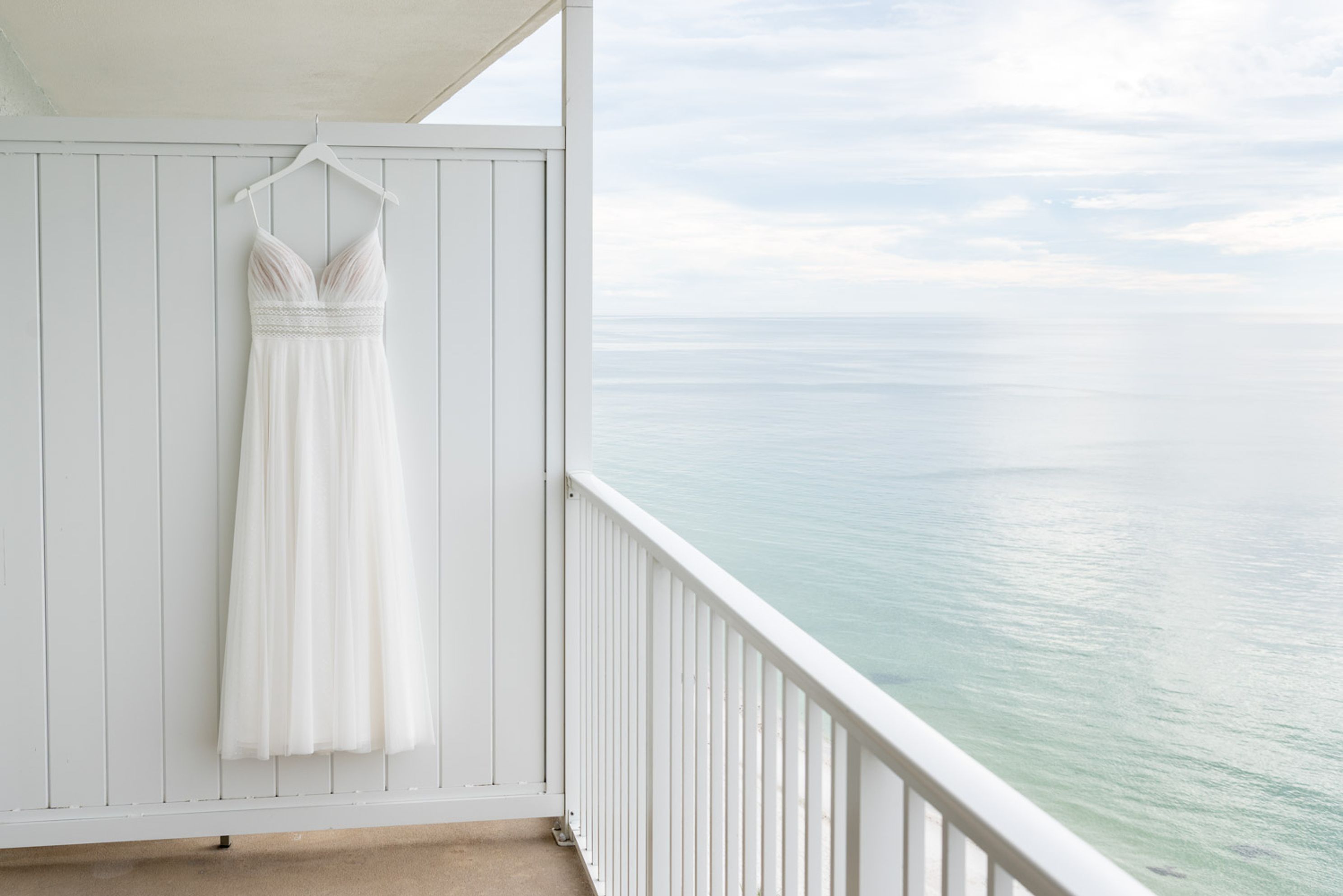 wedding dress hanging