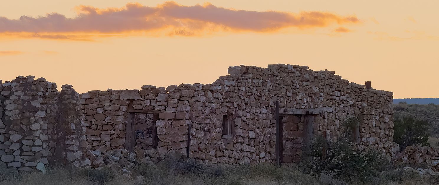 Ruins Beneath Colorful Sky