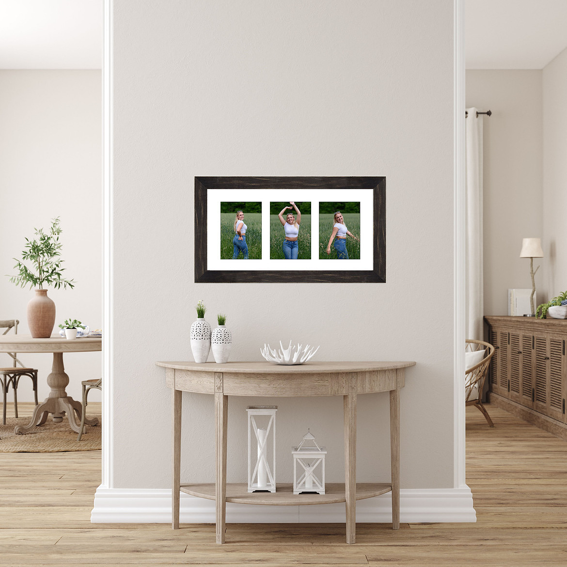 3 images displayed as a collage and framed of your high school senior