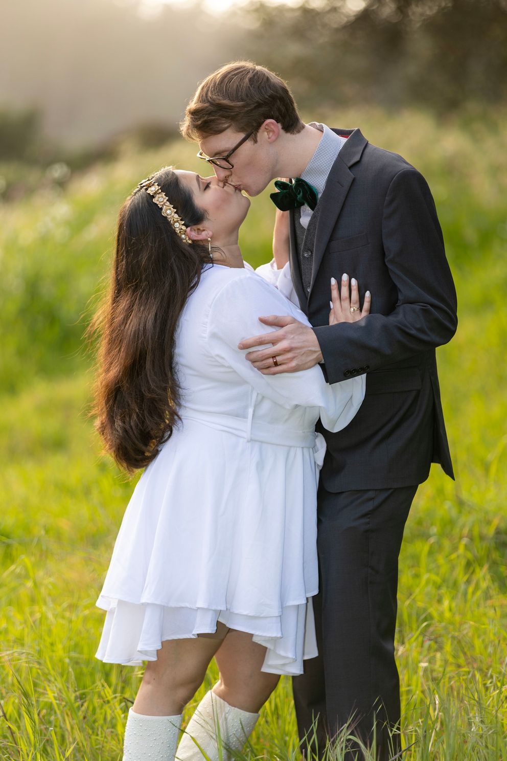 Wedding in Watsonville. This was during sunset session in a grass field. Reception photoshoot.