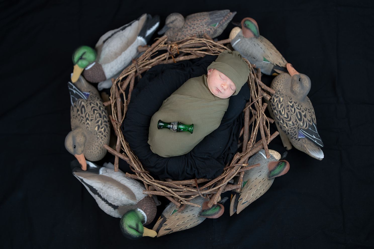 Newborn with Hunting Decoys