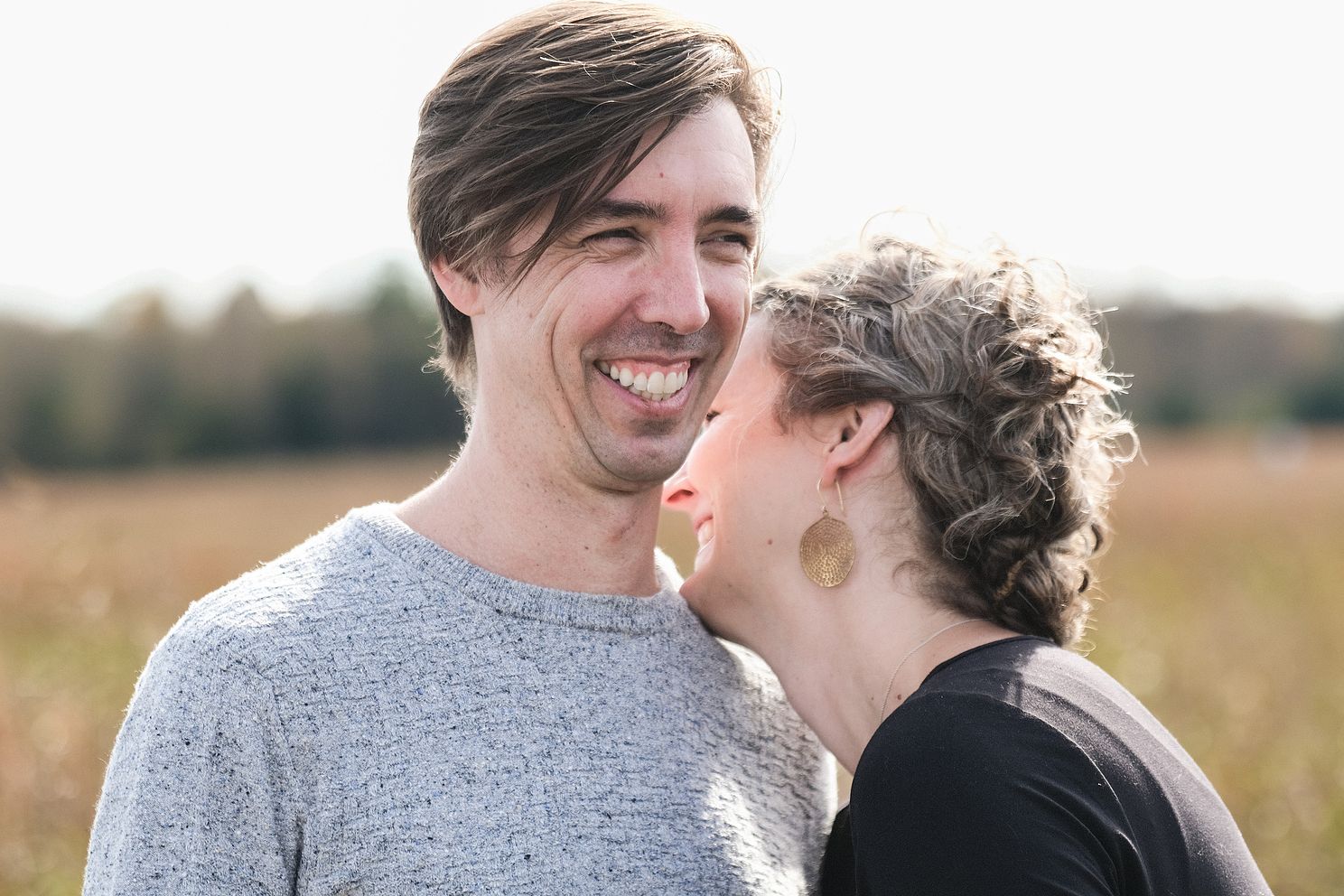 Couple shares a laugh on autumn day in Nashville