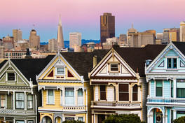 Painted Ladies at Dusk – a fine art architectural photograph by Sarah Parsons