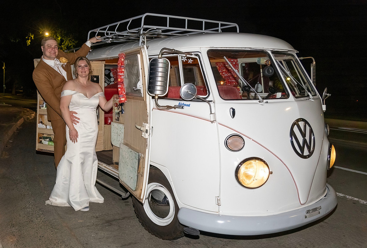 Shelby and John leaving Wedding at Sacramento Zoo for their exit home from the reception.