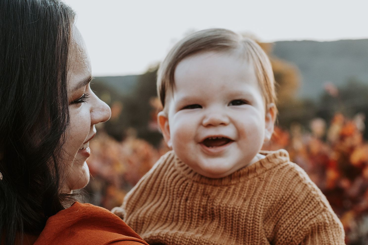 Mother and her son enjoying a sweet moment
