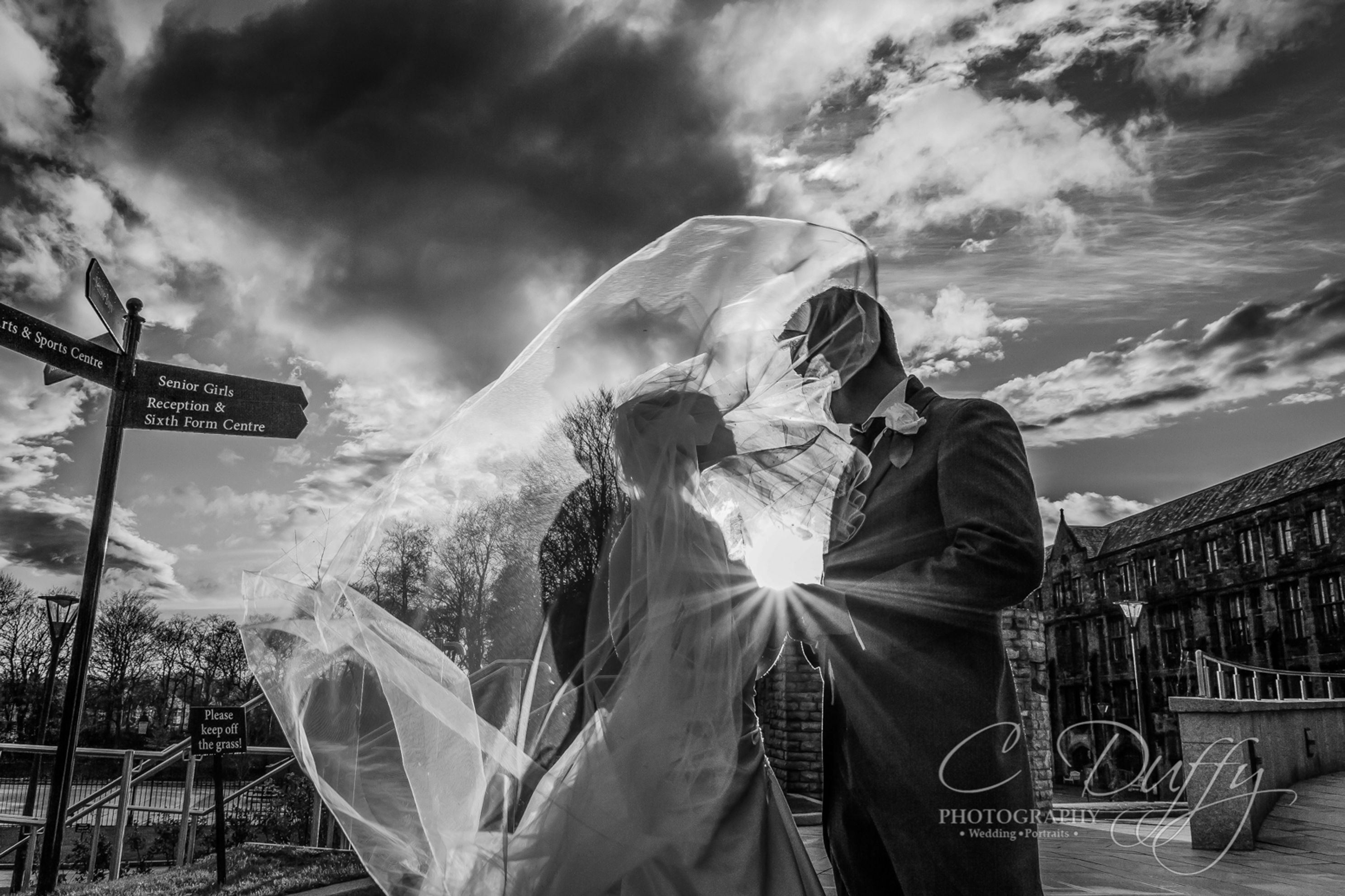 Stunning creative bride and groom portrait captured by Bolton School Wedding Photographer