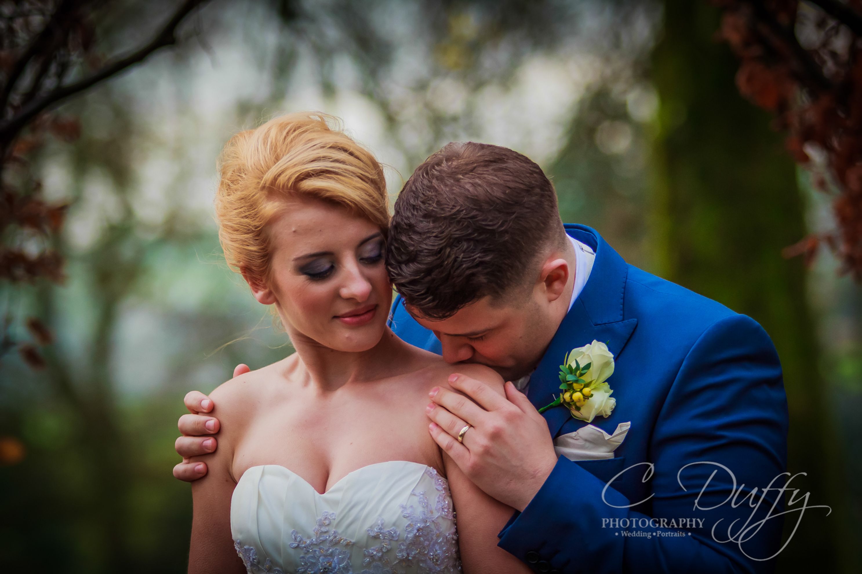Creative bride and groom portrait captured by Rochdale Wedding Photographer