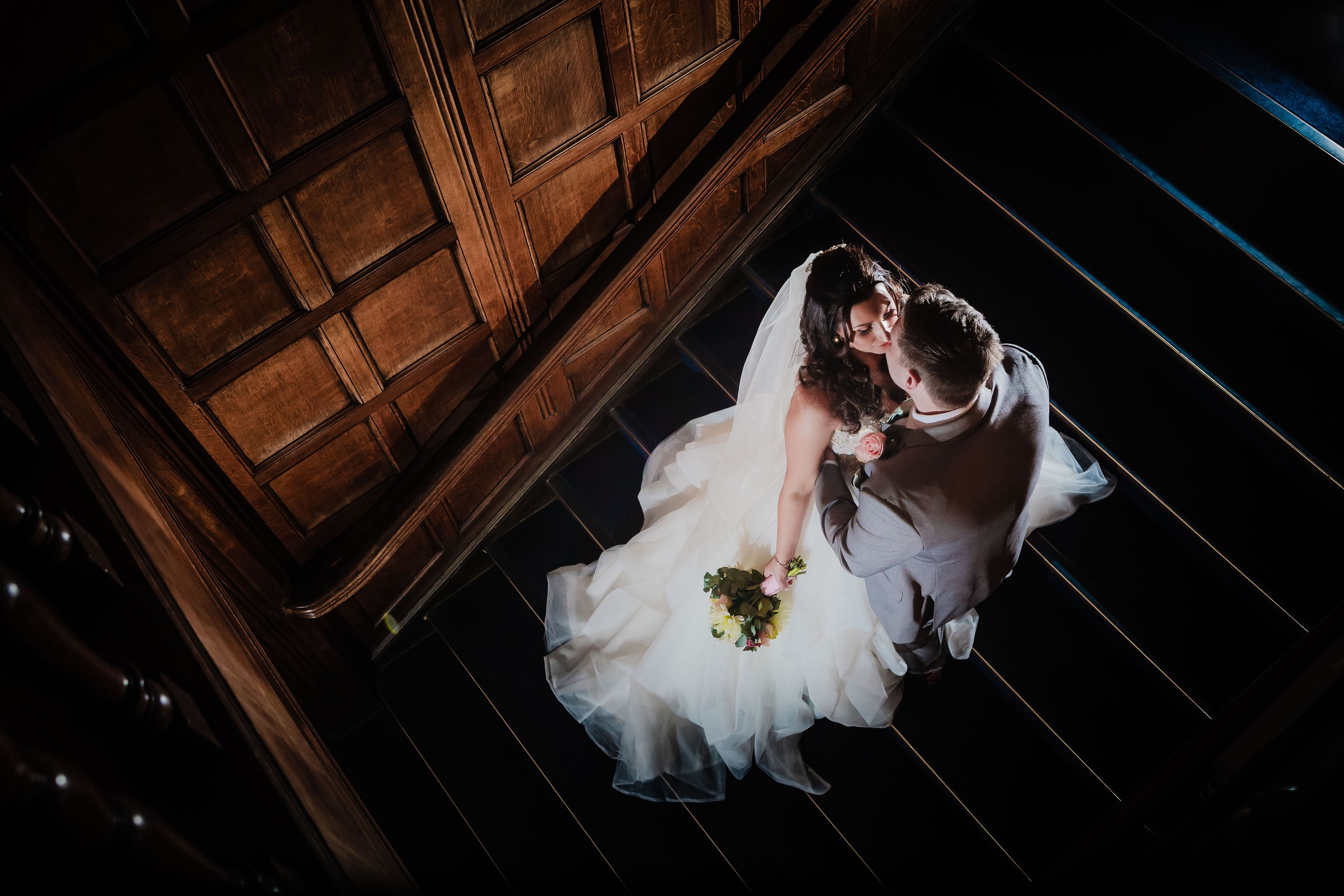 Moody bride and groom portrait by Bolton Wedding Photographer