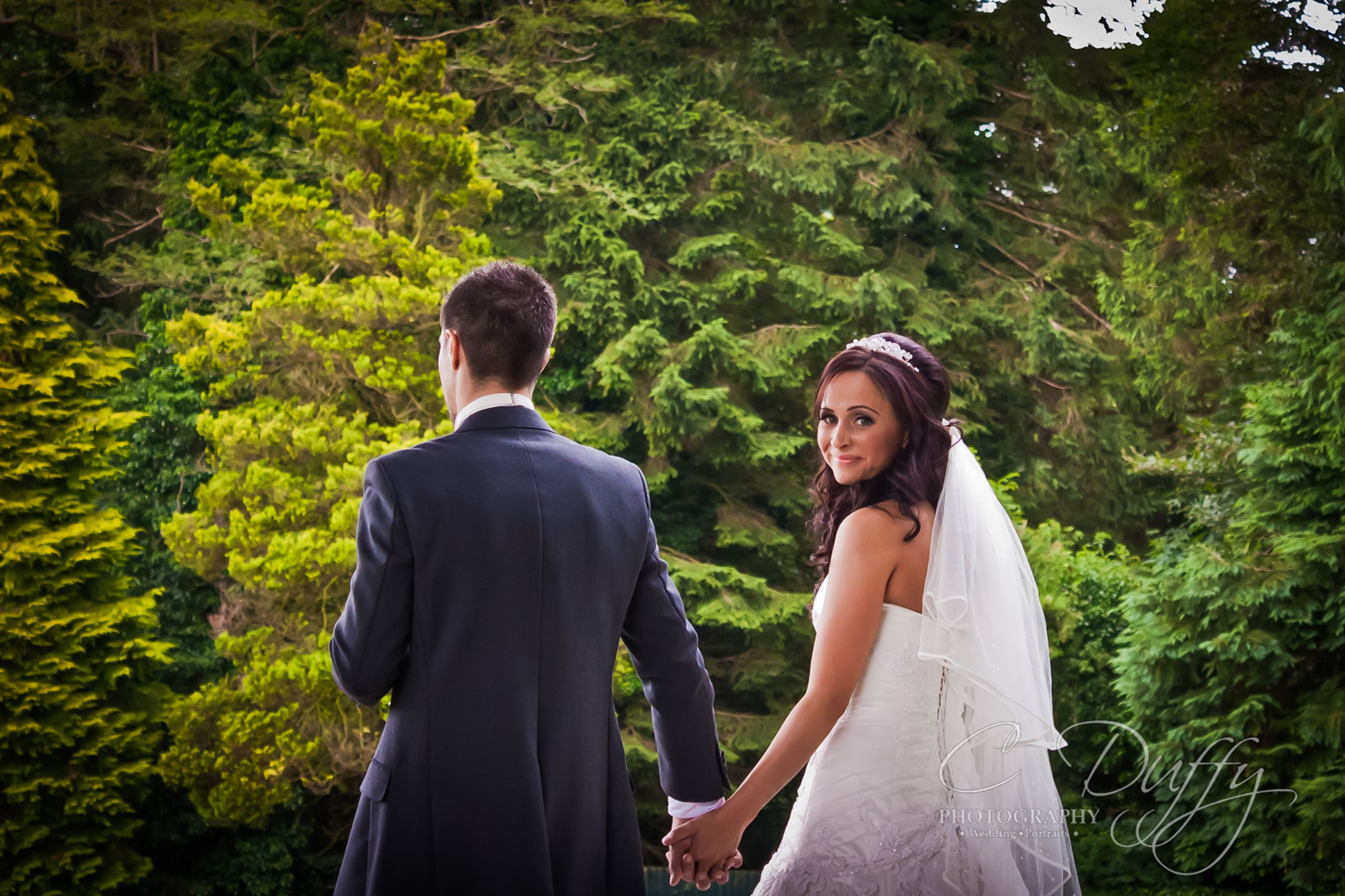 Mitton Hall bride and groom wedding photographer portrait