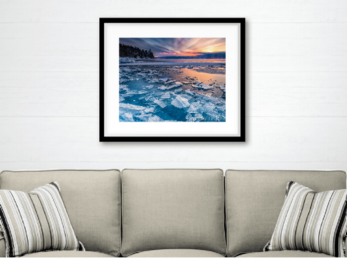 snow ice on lake superior