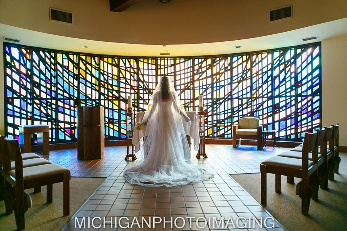 Bridal Portrait with stained glass
