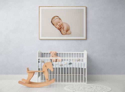 Whitewoodencotandrockinghorseinnurseryjpg