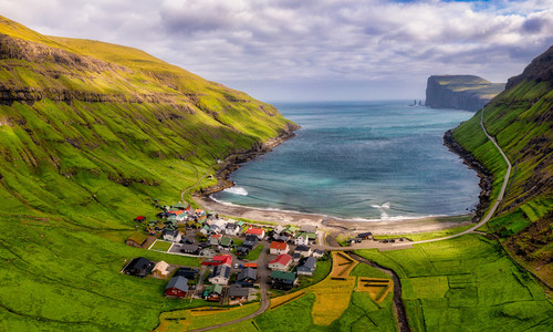 The village of Tjornuvik Faroe Islands
