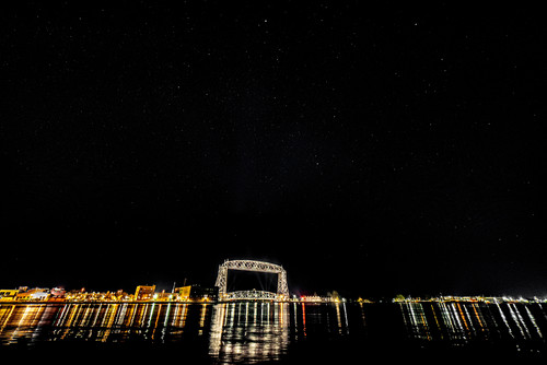 Duluth At Night  Stars over the Aerial Lift bridge in Duluth MNjpg