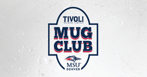 Mug Club web banner logo label on frosty glass