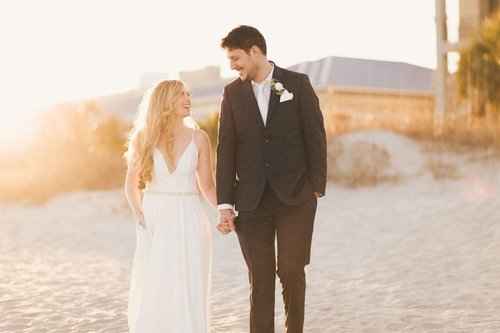 sunset bride groom couple candid walking myrtle beach sc