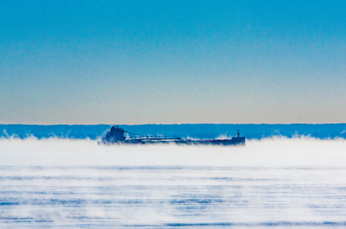 Ship In The Clouds  The John J Boland sits in sea smoke near Duluth MNjpg