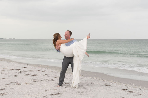 wedding couple on beach in Boca Grande