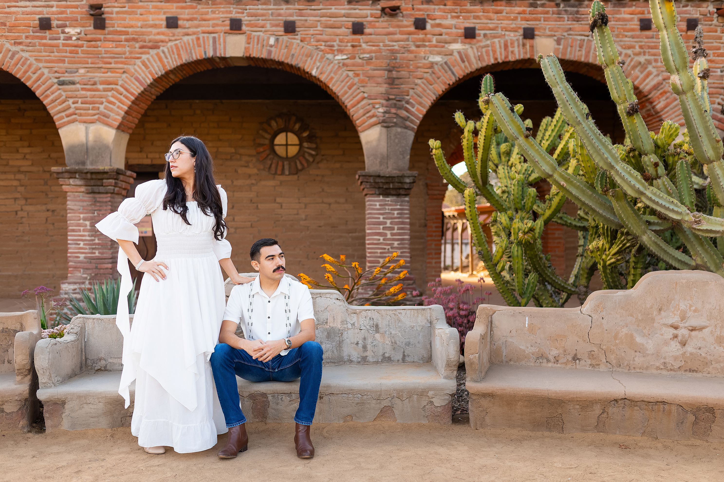luxury location engagements at the mission San Juan Capistrano in Orange County CA