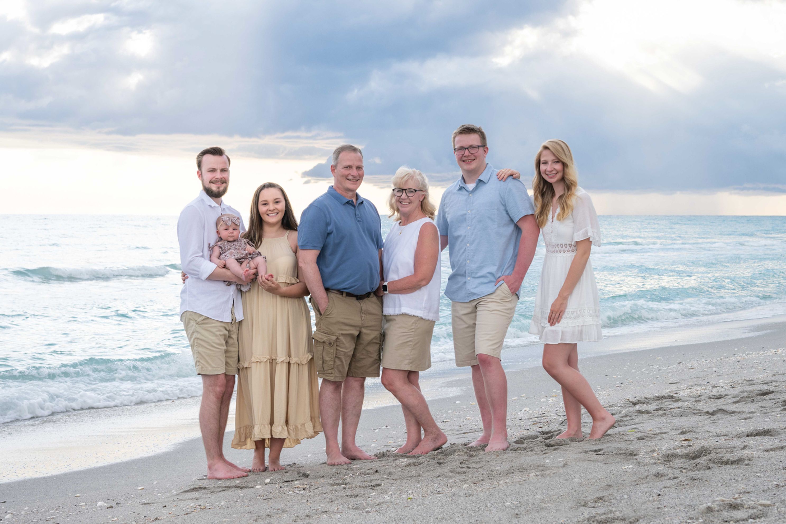 family on beach