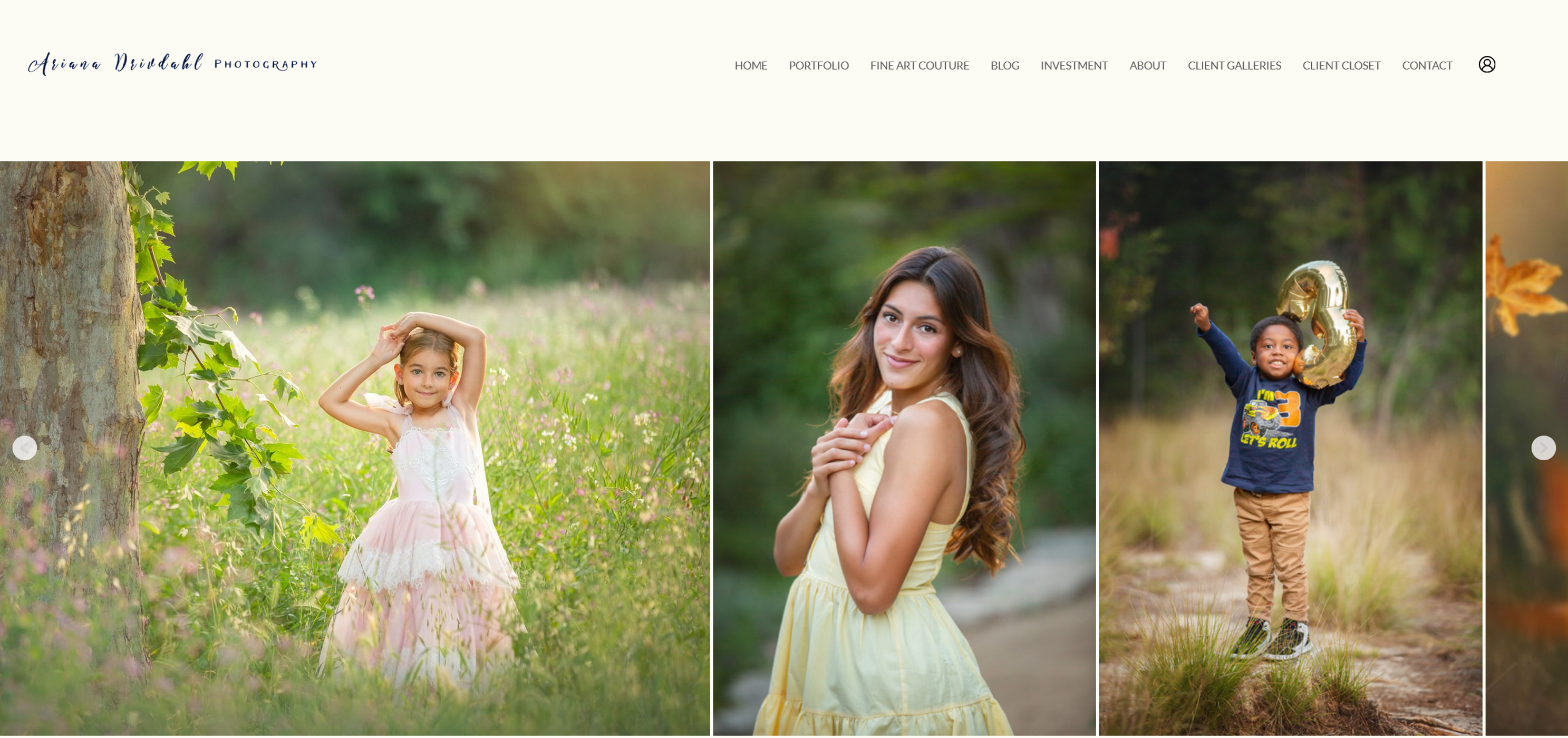 Screenshot  at  Ariana Drivdahl Photography portfolio websitepng