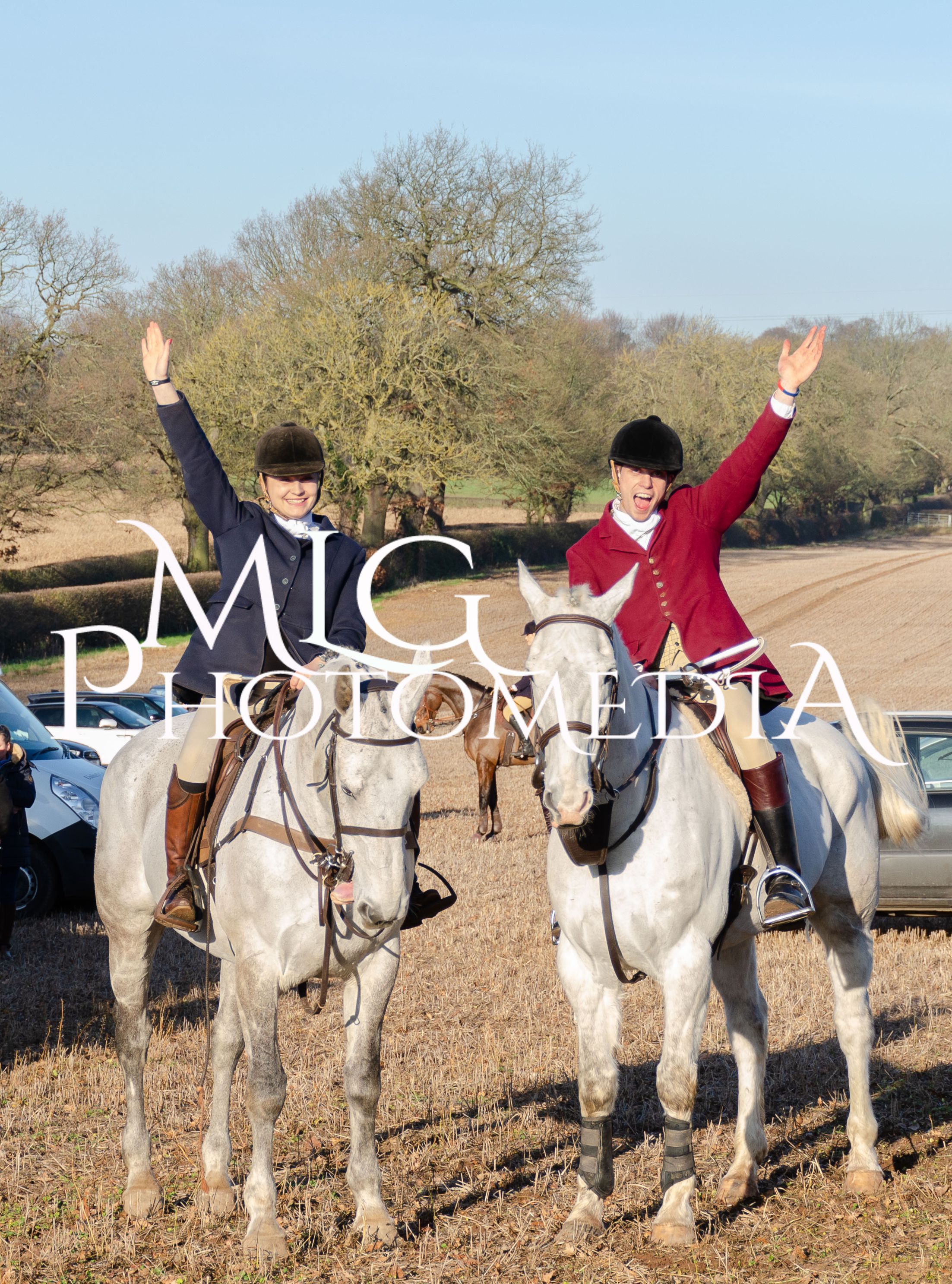 Happy equestrians being photographed - equestrian photography